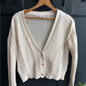 Elizabeth and James Cream Button-Up Cardigan